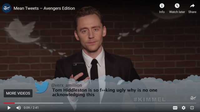 Tom Hiddleston - Celebrities Read Mean Tweets About Themselves (videos)